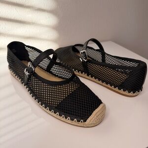 Michael Kors Black Mesh Flats with Tan Sole